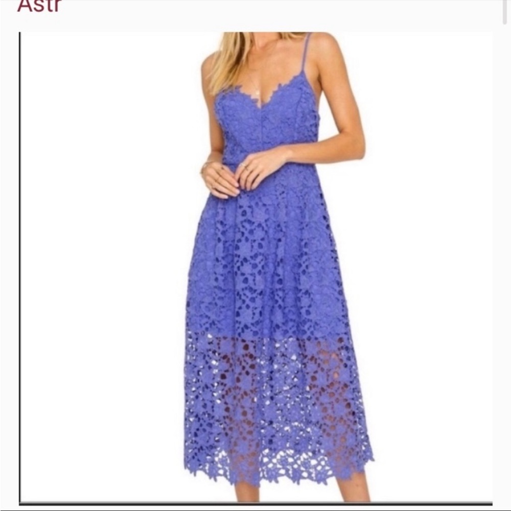ASTR The Label Lace A Line Midi Crochet Dress